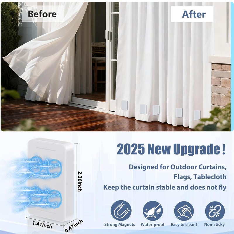 ANGAR 16pcs Outdoor Curtain Weights, Upgraded Heavier-Duty Waterproof Curtain Magnets Weights Outdoor, for Home Patio Drapery, Shower, Flags, Tablecloth to Stop Heavy Wind, White - Image 3